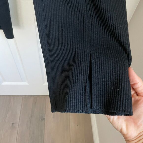 Niko And... black ribbed pants pull on elastic waist split hem size M - Picture 3 of 10